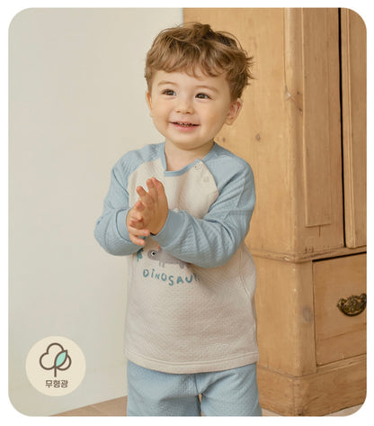 UniFriend Quilted Pajama Set - Blue Dinosaur