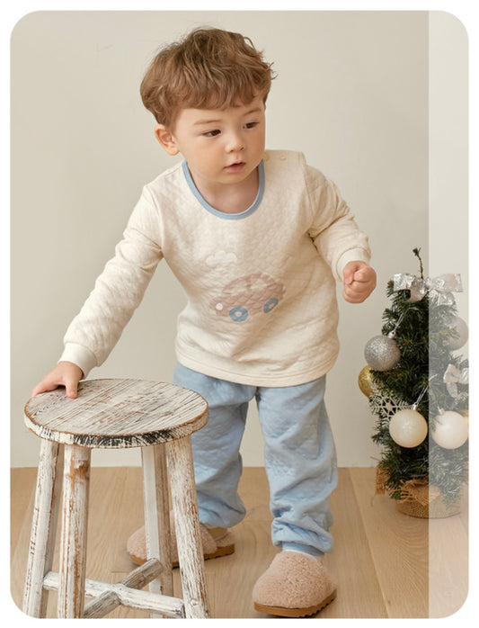 UniFriend Quilted Pajama Set - Cream Car