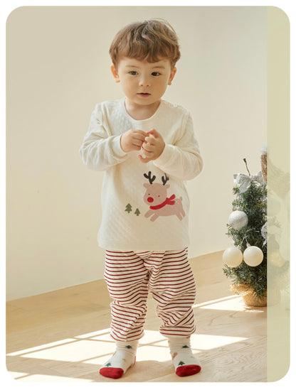 UniFriend Quilted Pajama Set - Cream Reindeer