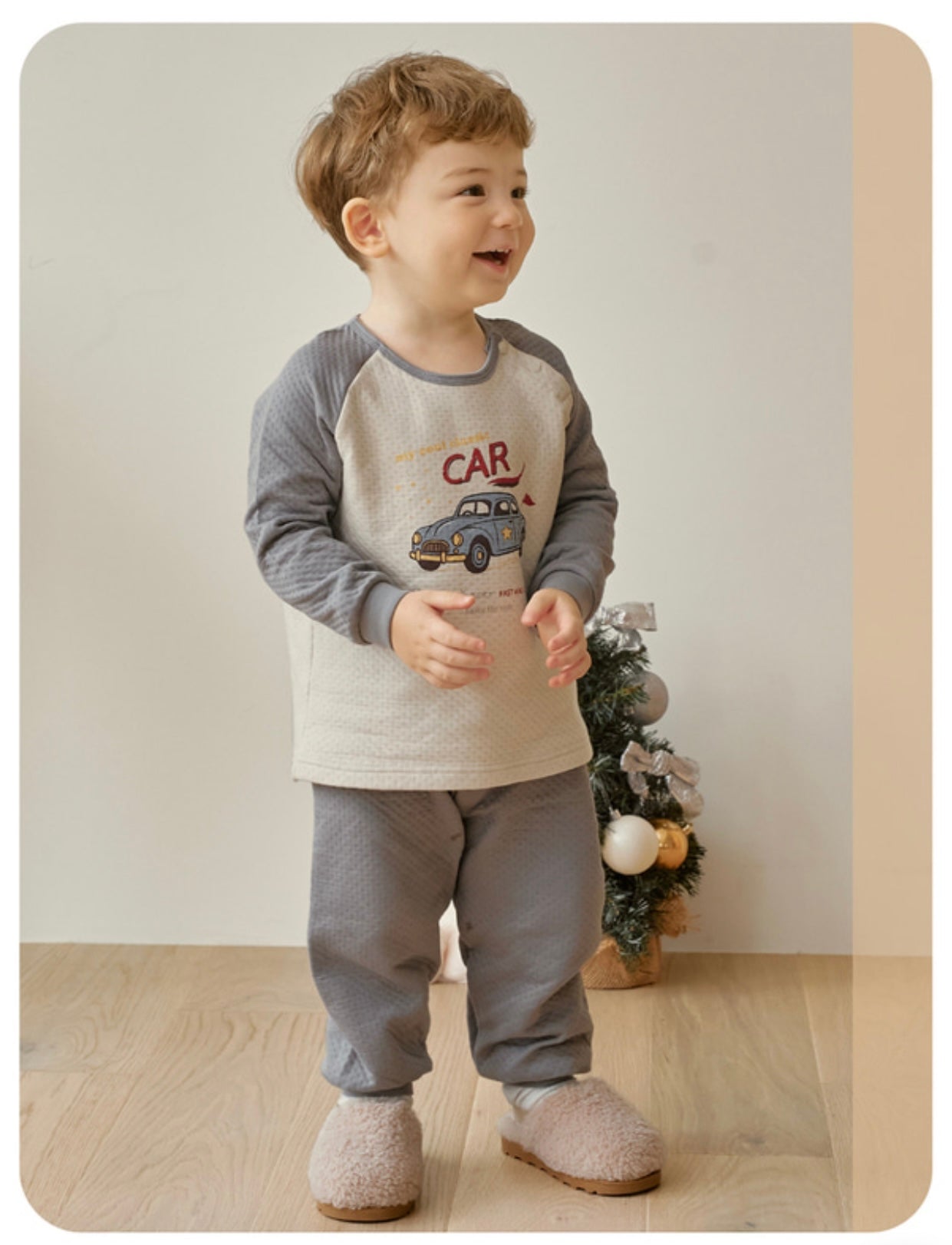 UniFriend Quilted Pajama Set - Grey Car