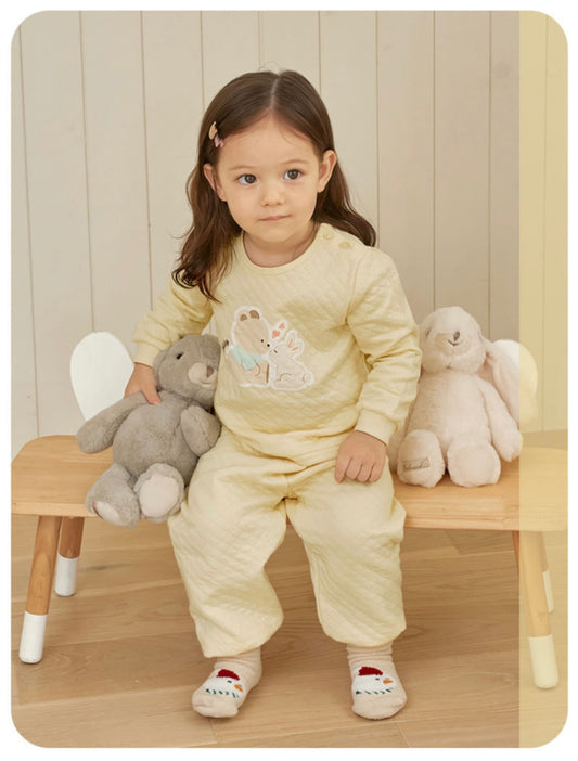 UniFriend Quilted Pajama Set - Yellow Animals