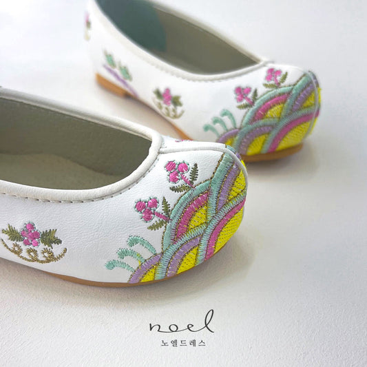 White Floral Hanbok Shoes