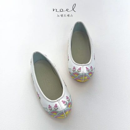 White Floral Hanbok Shoes
