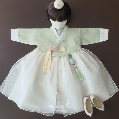 Yeon-Su Classic Hanbok in Light Green/White - (100 Days to 10 Years)